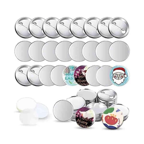 100 sett tomme knappematerialer for knappemaskin runde merkenåldeler, 58 mm/2