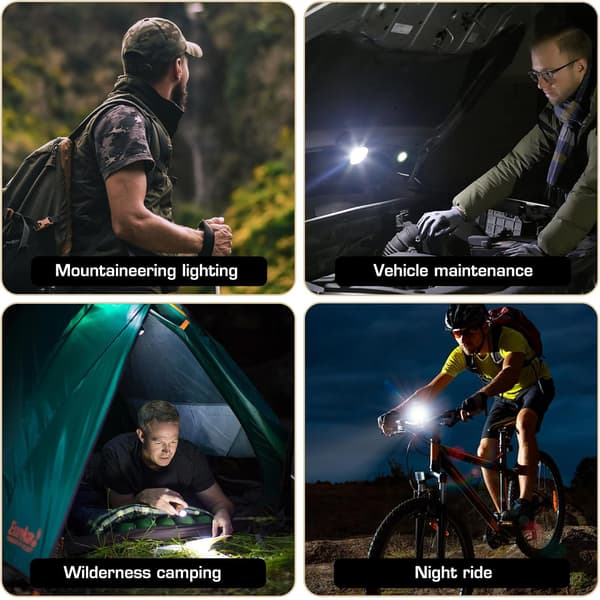 wxsp 2-pak Sort Arbejdslampe BD-5301 COB LED Genopladelig Billampe Stærk Magnetisk Base Bærbar Belysning Multifunktionel