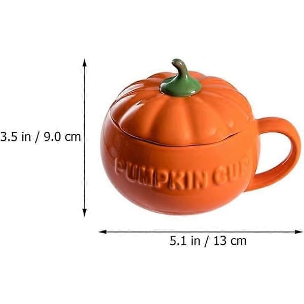 Halloween Pumpa Keramiska Kaffemuggar med Lock Soppmugg för Hemmet (Orange)