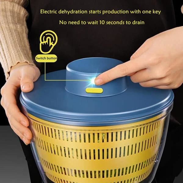 Salad Spinner - Rechargeable - Automatic - Large Capacity - Easy to Clean - Blue