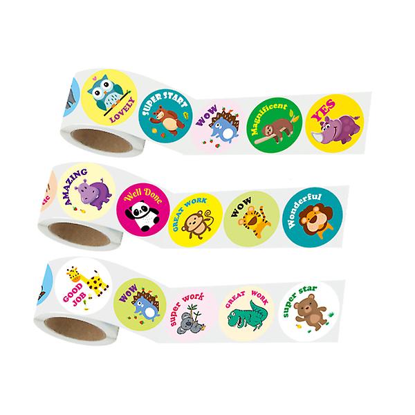 3 Rolls Scrapbook Stickers Cartoon Stickers Incentive Stickers Kids Notebook Stickers