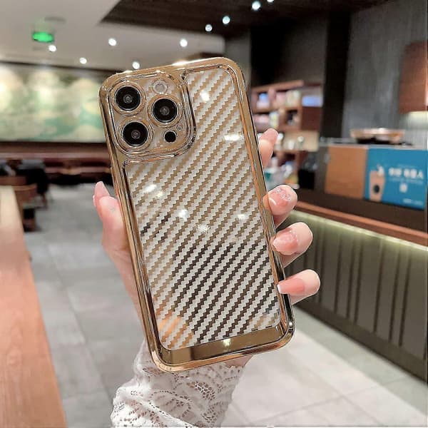 Plated Striped Case Compatible with iPhone 14 Pro Max/14 Pro, Soft Shockproof TPU Cover with Lens Protection