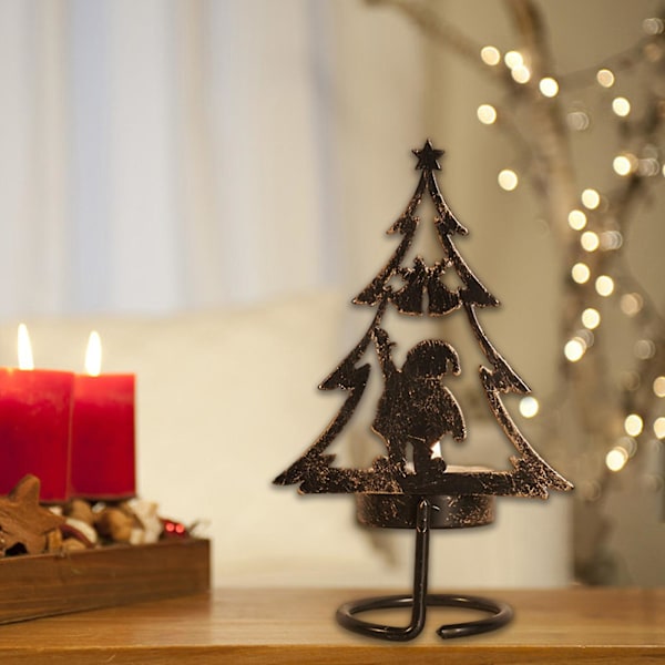 Julgran Ljusstake, Metall Julgran Ljusstake För Jul Hem Fest Bord Mantel Dekorationer Tomte Brons