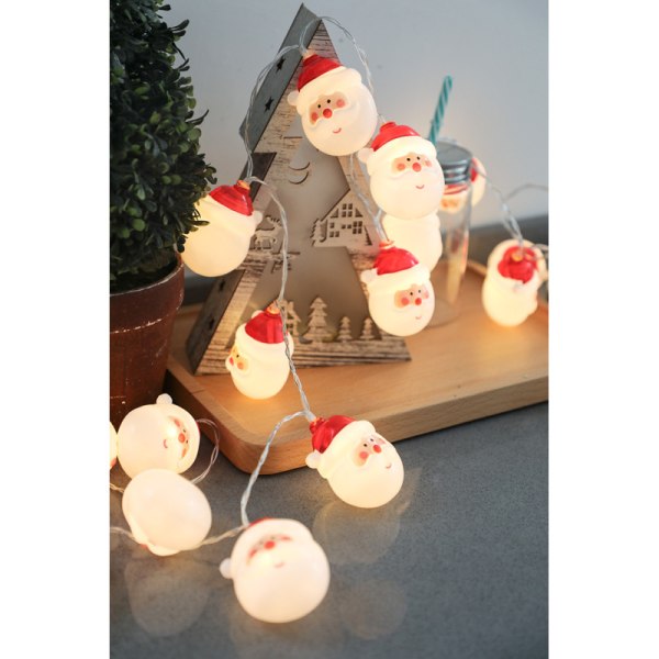 Christmas String Lights, Led Santa Claus, Varm juletre dekorasjon String Lights, Ferie, Fest battery 2 metros y 10 luces