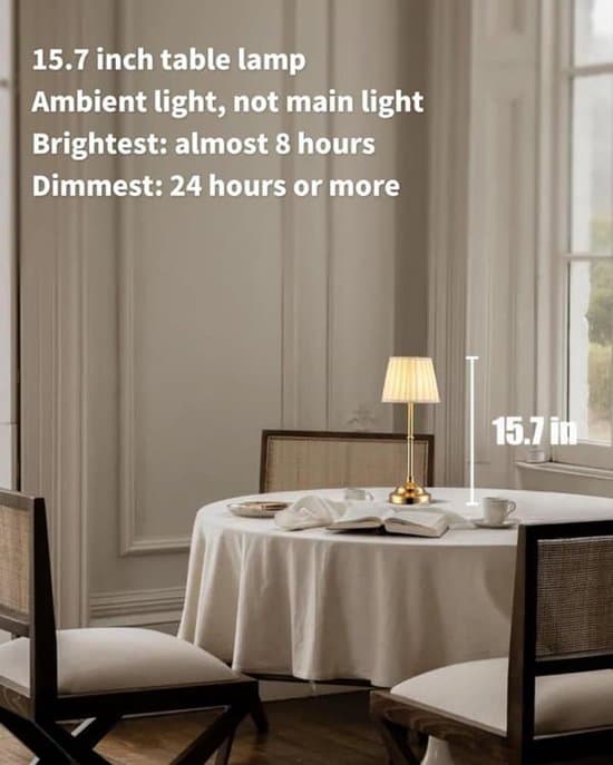 Wireless LED Table Lamp - Rechargeable - With Fabric Shade - Mood Lighting - Bedroom - Portable, Black