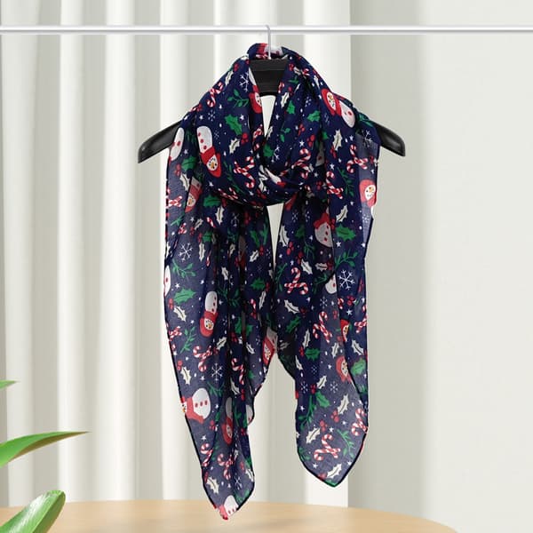 Damesjal Jul Snemand Mønster 180x90cm 100% Polyesterfiber Vinter Sjal Wrap