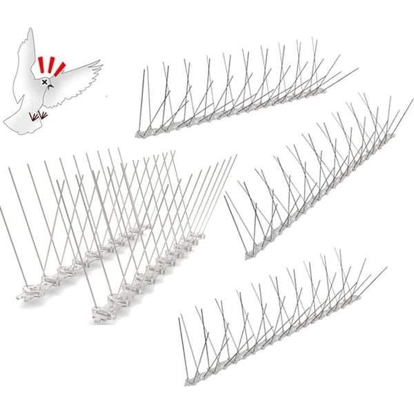 1 meter rustfrie anti-duepigger, 4 rader fleksible balkong anti-duepigger egnet for spurver