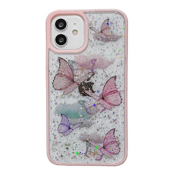 Deksel for iPhone 12 Mini Farge Sommerfugl Glitter Epoxy TPU