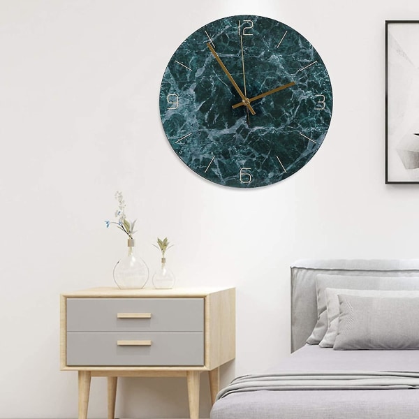 Moderne veggklokke rund form marmor tekstur akryl klokke soverom