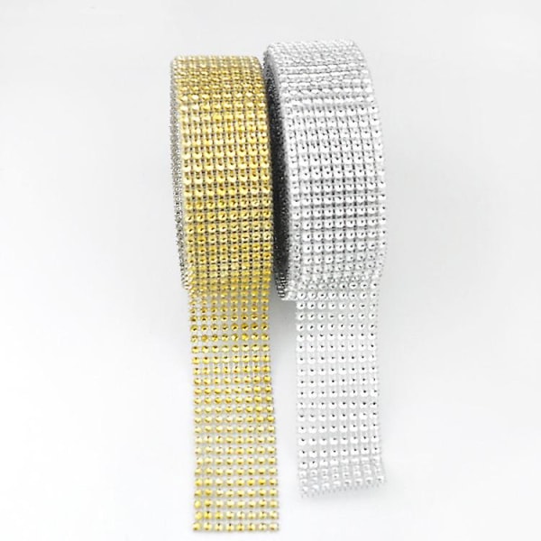 Guld Sølv Diamant Mesh Rhinestone Wraps Bånd Krystal Rulle Trim Sparkle Mesh Wrap DIY Bryllup Blomst Dekoration