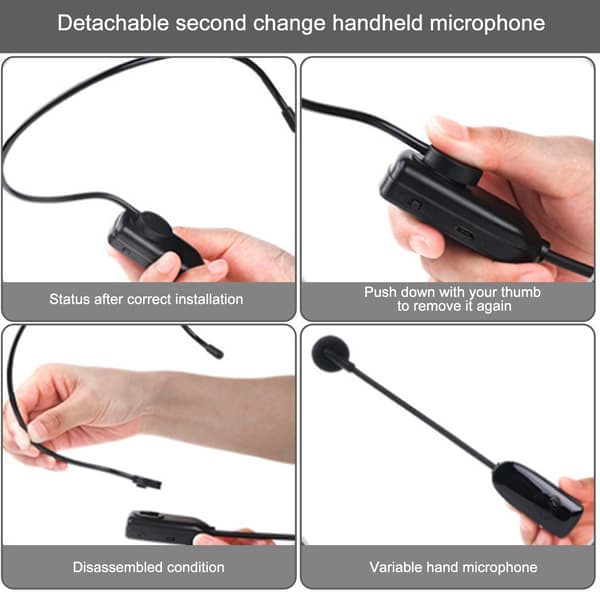Wireless Microphone Headset 2.4G Wireless Microphone Headset and Handheld 2 in 1, 50m Wireless Transmission Wireless Microphones and Receiver