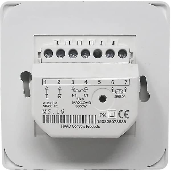 Smart gulvvarmetermostat med sensor, AC 220V, energiklasse A+++-FO-
