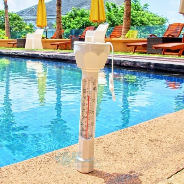 Stor flydende pooltermometer med reb, stødsikker termometer til alle pools og spaer