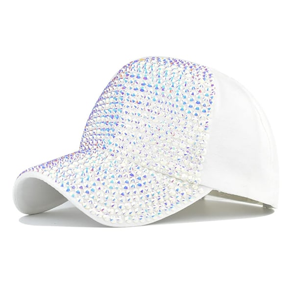 Dame Studded Rhinestone Krystaller Justerbar Baseball Cap Plain Sparkle Bling Denim Solhatt Perfekt for alle utendørsaktiviteter