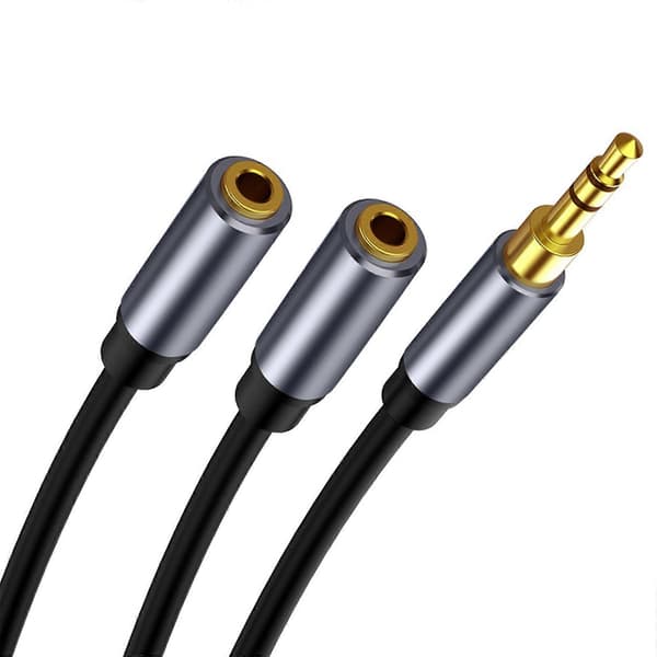 3,5 mm hun til 2 dobbelte 3,5 mm han AUX lydsplitterkabel headset til PC