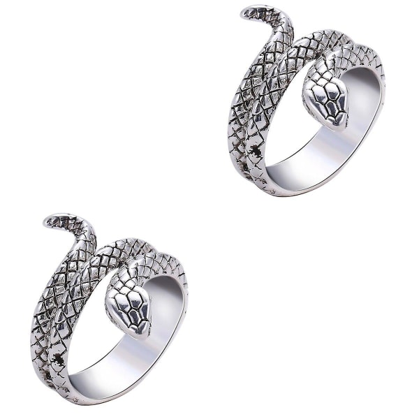 3 stk Stilige Slangeformede Justerbare Ringer Retro Kobra Ring Personlighet Fingerdekorasjon Fest Ring 2 pcs 5.45*1.73cm