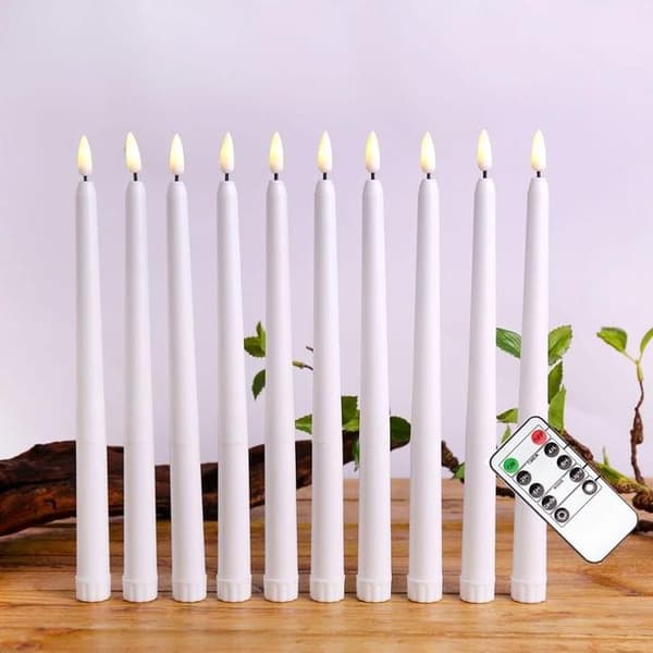 Flameless LED Taper Candles Set with Remote Control - 8-pack Warm White Varm vit white