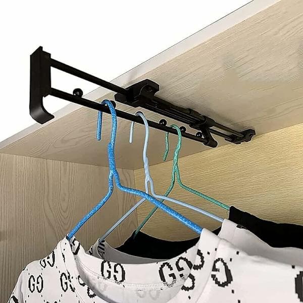 Heavy Duty Extendable Wardrobe Rod - Clothes Hanger, Top Mounted to Save Wardrobe Space (Size: 40)