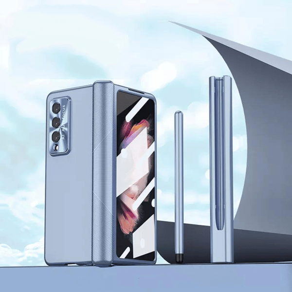 Compatible Samsung Galaxy Z Fold 4 Case with S Pen Holder & S Pen, Hinge Protection Case Electroplated with Screen Protector