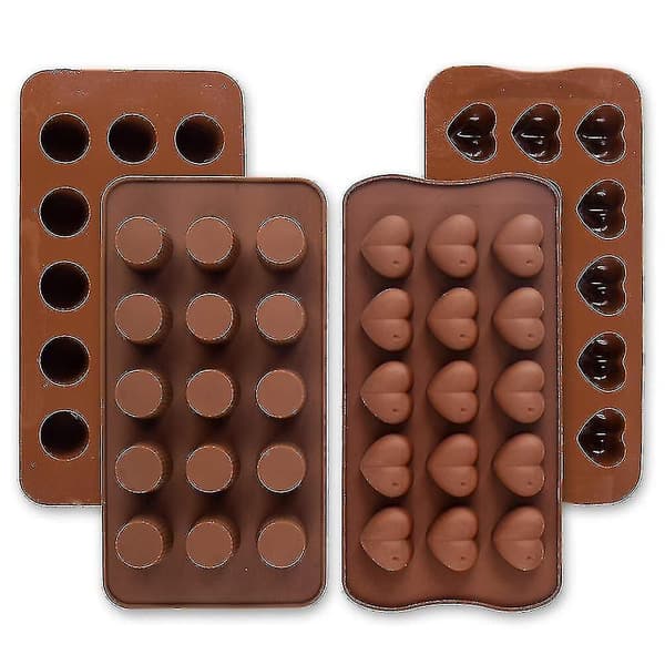 4 stk. Silikoneforme til Chokolade, Bageform til Chokolade, Gelé, Slik, Fedtbomber Keto Snacks, Isterninger, Runde Kopper