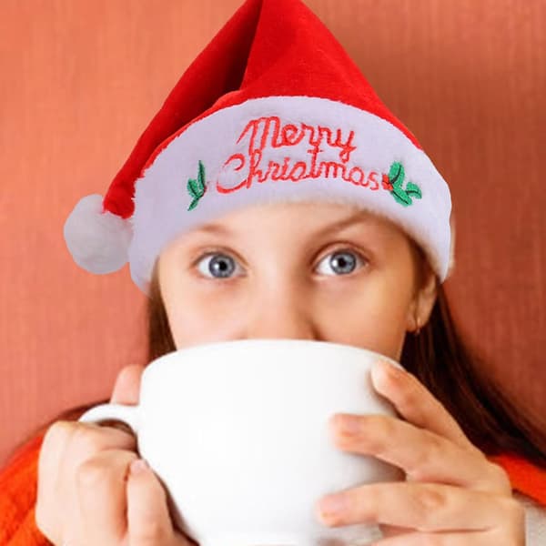 Varm Jul Tykk Hodeplagg Hvit Pelsbrodert Skjerm for Julefester Cosplay Tilbehør Bokstav