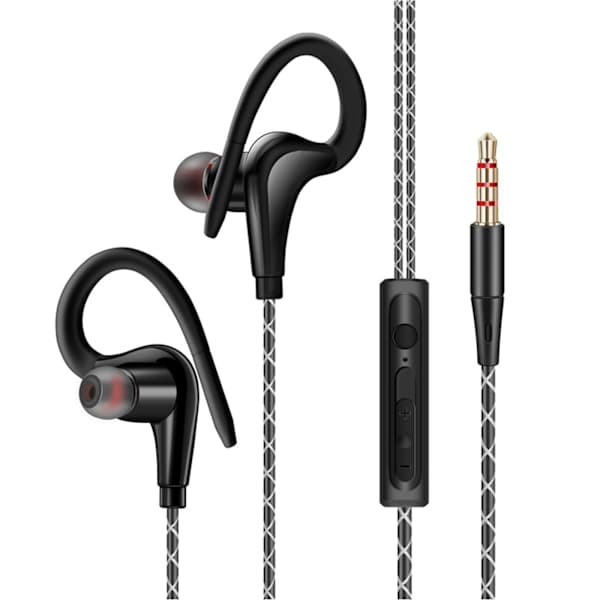 Kablede in-ear hodetelefoner for sport og løping