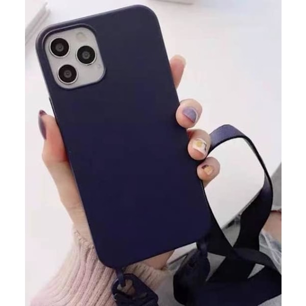 Kuori Yhteensopiva iPhone 13 Crossbody Silikoni Pehmeä Matta, Säädettävä Kaulahihna Tyylikäs Iskunkestävä Kuori - Tumma