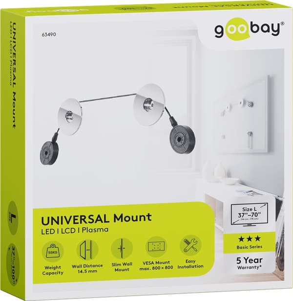 TV Wall Mount EasyMount Universal Svart, Silver