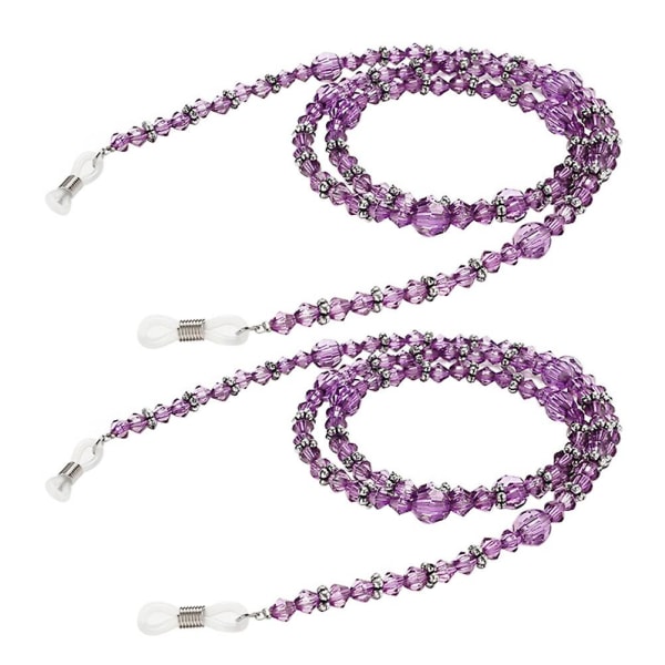 2 st Smycken Halsband Modeglasögon Pärlglasögonglassladd Läsglasögon Kedja Justerbar Eyegla Purple 76cm