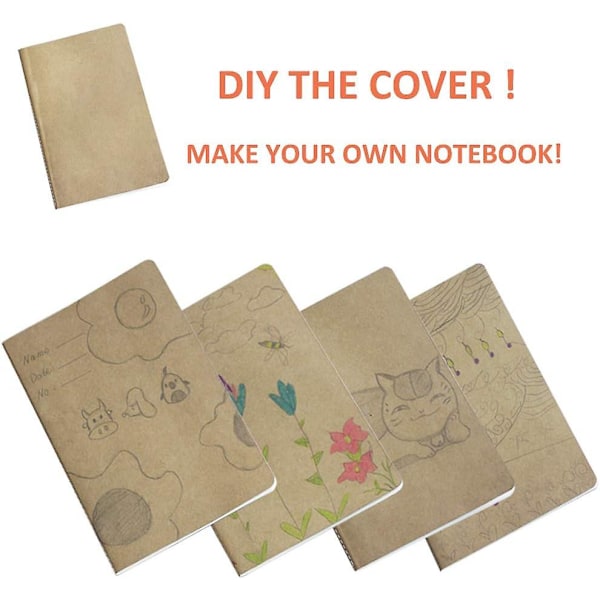 5-pack Blank Notebook Sketchbooks for Travelers Students 8.2 x 5.5 inch(5pack blank)