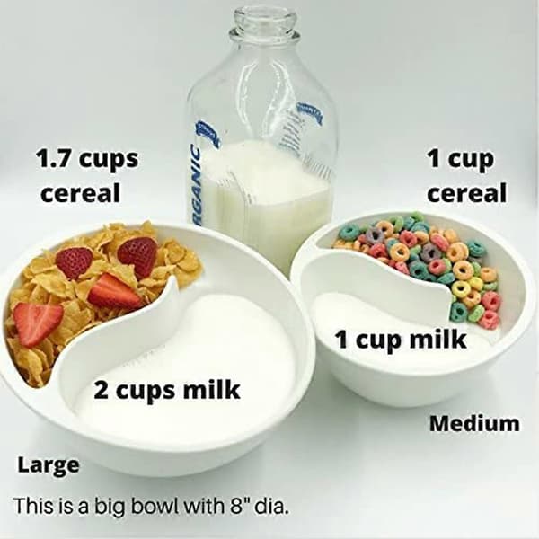 Breakfast bowl with divider, anti-soggy breakfast bowl, stackable, separated