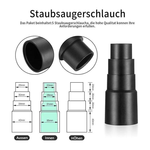 6 universal vacuum cleaner adapters - connectors and nozzles for workshop vacuum cleaners - complete conversion kit