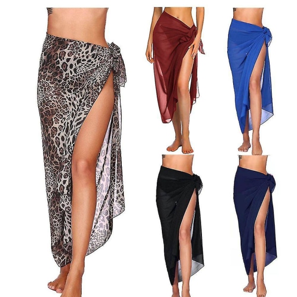 Sommarbadkläder Cover-Up En-Delad Strandkjol Sarong Chiffon Kvinna Flicka Semester