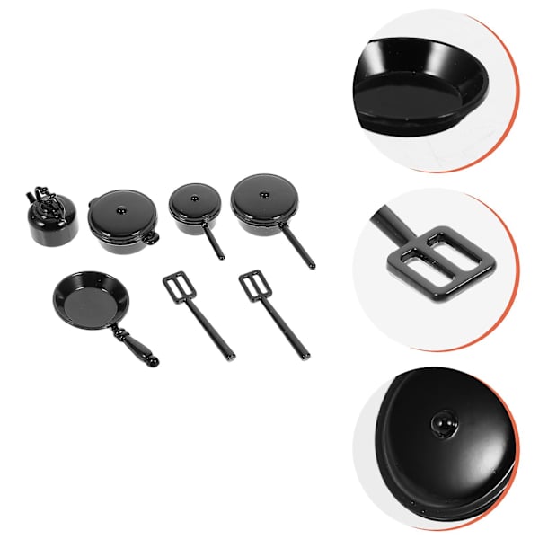 Pöytäkoriste Miniatyyrikeittiövälineet Ihastuttava Kattila Leikki Minikeittiövälineet Musta 14.5X2.4XM Black 1 4.5X2.4XM