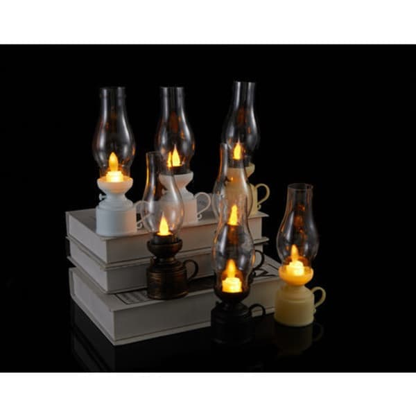 4 pcs American Retro Kerosene Lamp Bar Restaurant Old Object Decoration, Water Drop Flame Core