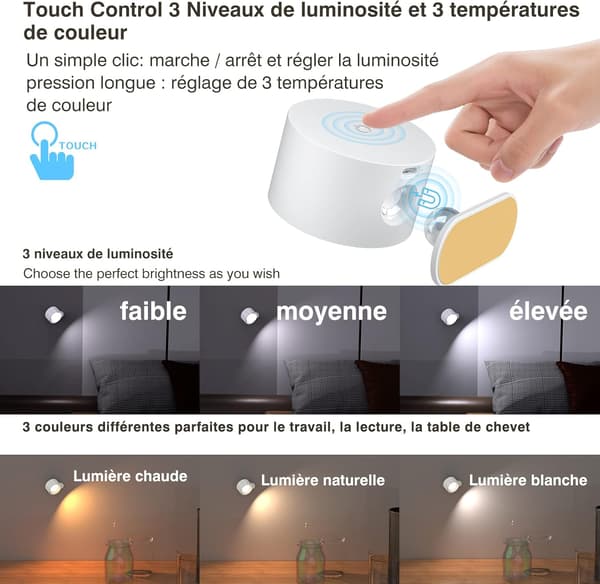 {hw} Indoor Wall Lamp, Touch LED Wall Light with USB Charging Port Touch