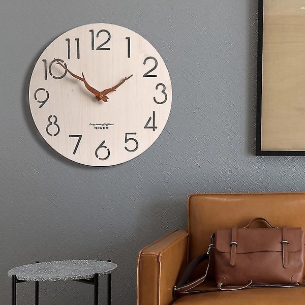 Wooden 3d Wall Clock Modern Design Nordic Children's Room -b1