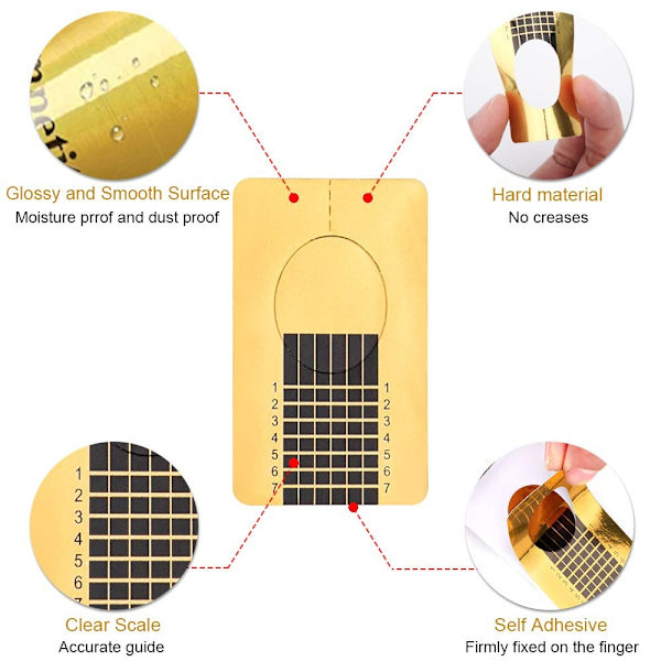 Nagelformar för Akrylnaglar, 500 st Nagelformar för Polygel Nageltips Guide, Nagelformar för Builder Gel, Nagelformar Rulle för Salong Nagelform
