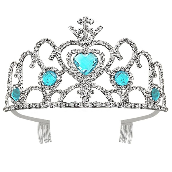 Head Pieces Woman Tiara Girl Kids Tiara Girls Princess Crystal Tiara Birthday Party TiarasBlue12*12*6cm