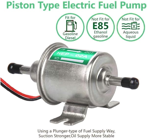 Universal Elektrisk Bränslepump (Silver), Lågtrycks Inline Bränslepumpsmodul, Dieselmotor, Inline Bultmontering, för Bensin och Diesel HEP-02A