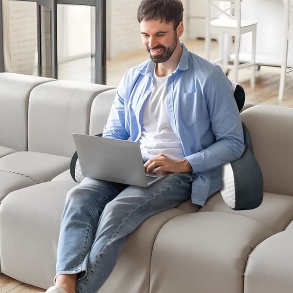 Reading Pillow for Adults 60x40x20 cm Extra Large 2-in-1 Reading Pillow with Neck and Armrest Hug Pillow for Back Light Grey XL