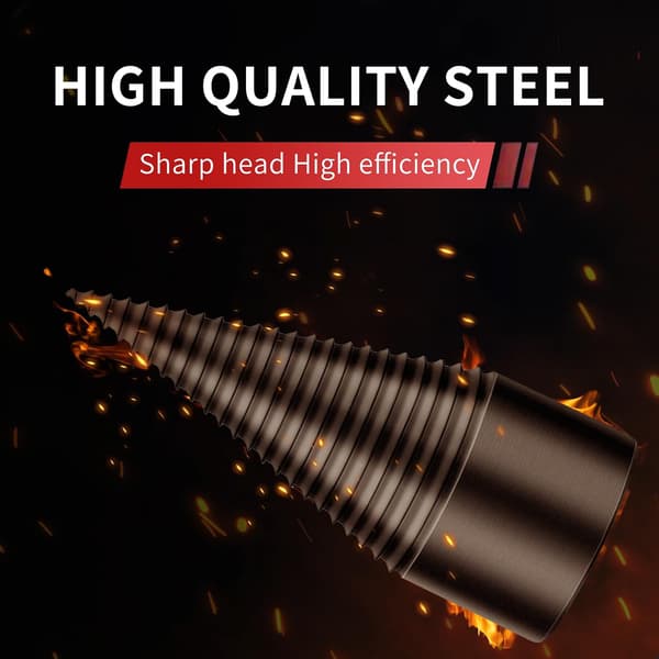 4 pcs Log Splitter, Firewood Drill Wood Splitter 32mm, 3 Handles Round+Square+Hexagonal, Removable Firewood Splitter Electric Drill Bits