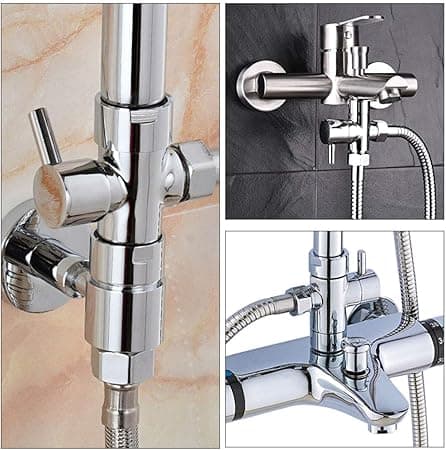 3-vejs bruseafleder 20 mm G 1/2\" messingventil aflederventil poleret krom bruseadapter (F2)