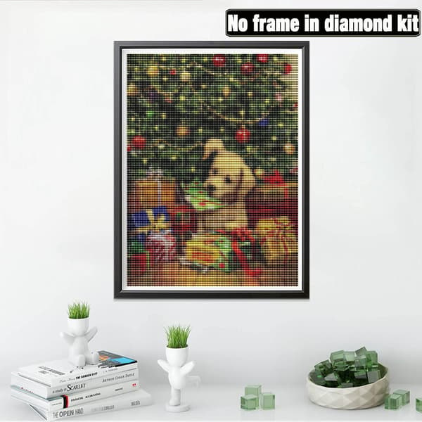 DIY 5D Diamantmaling Juletre Hund Komplett Tilbehør,