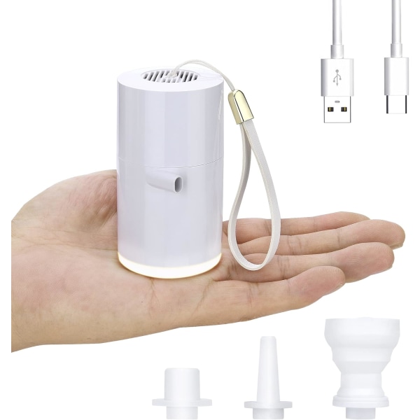 Mini bærbar luftpumpe Mini elektrisk luftpumpe til gummibåd Batteri USB genopladelig luftpumpe med LED-lys Hurtig oppustning til campingbatteri pool
