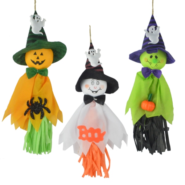 Halloween-dekorasjoner - Spøkelser, hekser og gresskardukkeanheng - Spøkelsesanheng for Halloween-scener - Rekvisitter for hjemsøkt hus 1 stk (grønn）