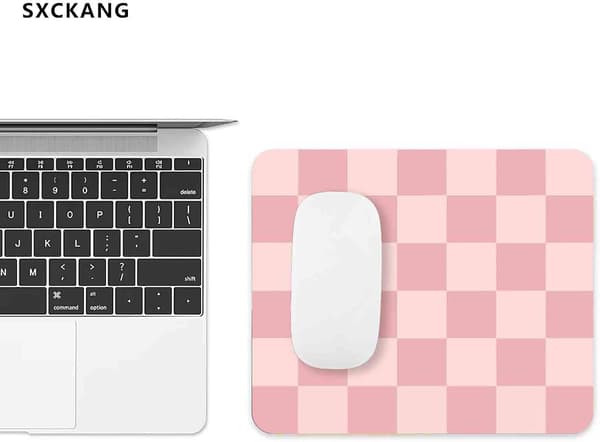 Rosa Musemåtte, Ternet Mønster Musemåtte, Firkantet Premium Tekstur Computer Sød Musemåtte Design til Kontorarbejde Hjemme, Skridsikker Gummi Gaming Mus