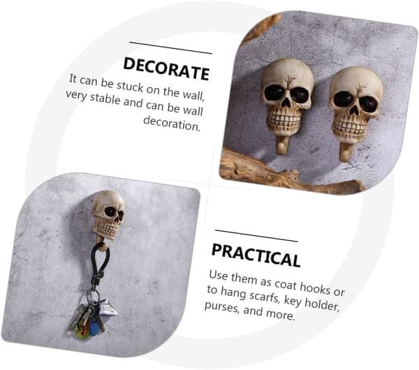 2pcs Skull Hook Halloween Creative Wall Mounted Hangers Home Hook Decorative