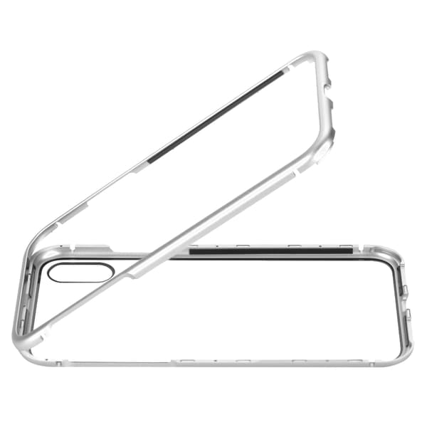 Magnetic Adsorption Tempered Glass Phone Case for iPhone X Silver