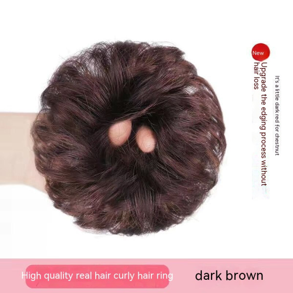 Messy Hair Bun Hair Scrunchies -pidennys Kihara Aaltoileva Sotkuinen Synteettinen Chignon naisille Dark brown Curly hair loop
